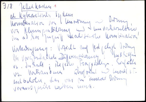 Handschriftliche Notiz aus Luhmann's Zettelkasten